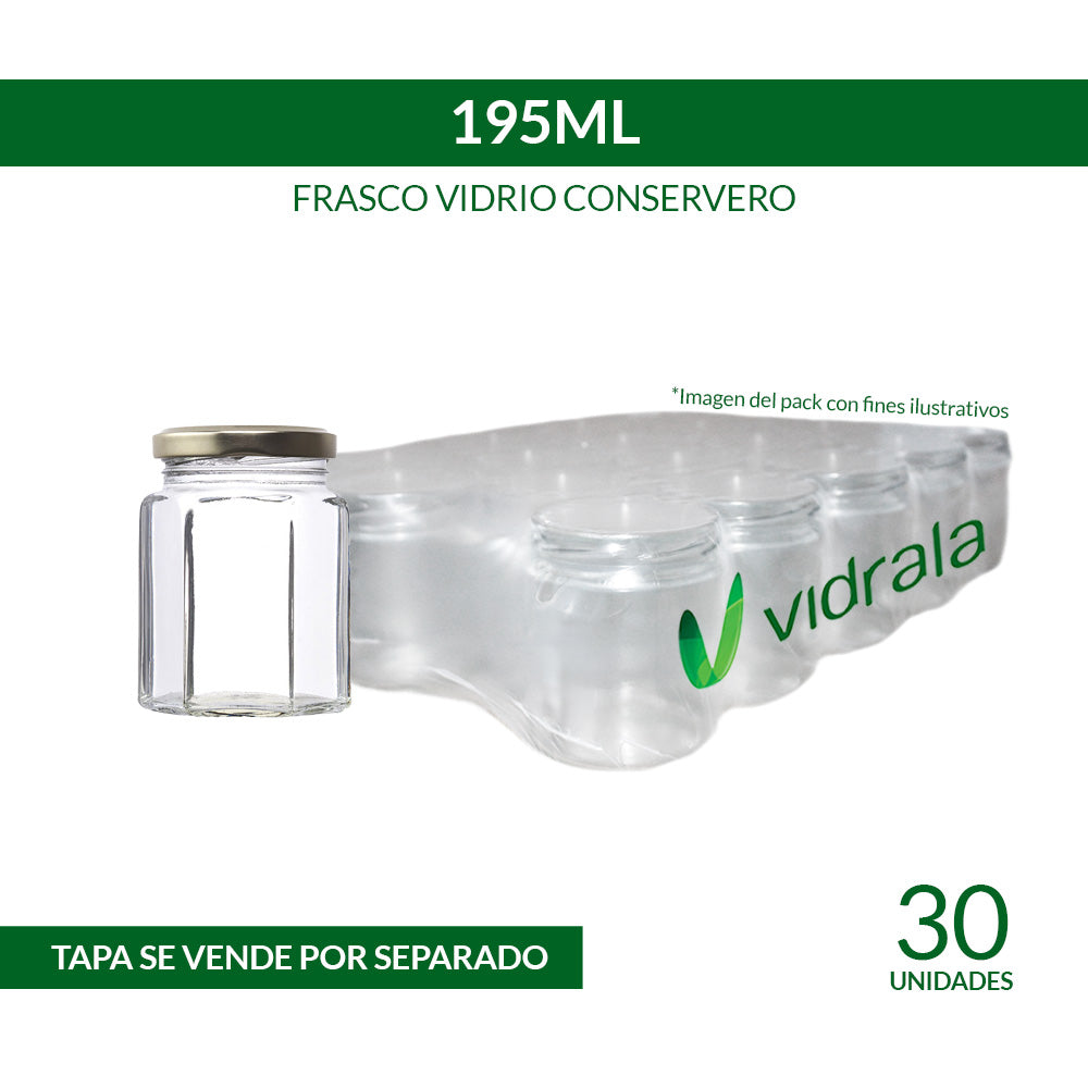 FRASCO CONSERVERO 195ml 6 CARAS B/AXIAL - PACK 30 UND.