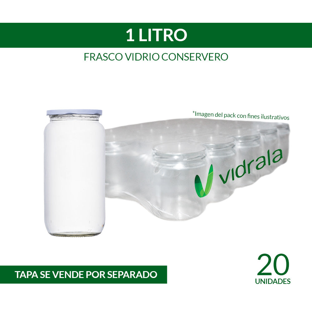 FRASCO VIDRIO CONSERVERO  1 Litro - PACK 20 UND.