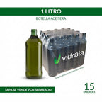 Botella de Vidrio Aceitera 1000 ml Verde Olivo Cilíndrica – Pack 15 Unidades