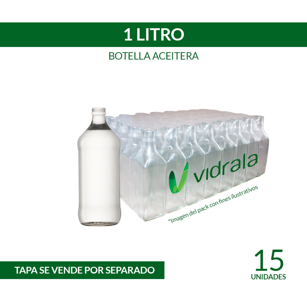 BOTELLA ACEITERA 1 Litro CILÍNDRICA - PACK 15 UND.