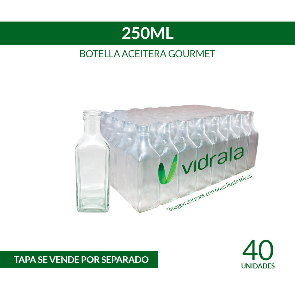 FRASCO ACEITE GOURMET 250ml BOCA SEGURIDAD - PACK 40 UND