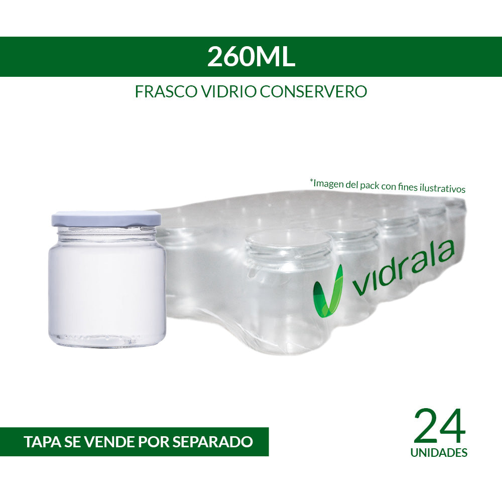 FRASCO VIDRIO CONSERVERO 260ml - PACK 36 UND.