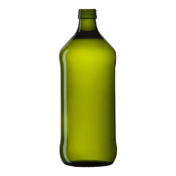 Botella de Vidrio Aceitera 1000 ml Verde Olivo Cilíndrica – Pack 15 Unidades