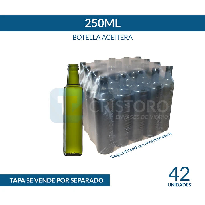 BOTELLA VIDRIO ACEITERA 250ml REAL - PACK 42 UND.