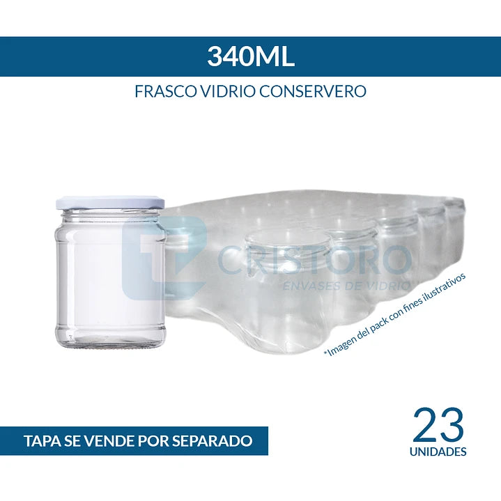 FRASCO VIDRIO CONSERVERO 340ml - PACK 23 UND.