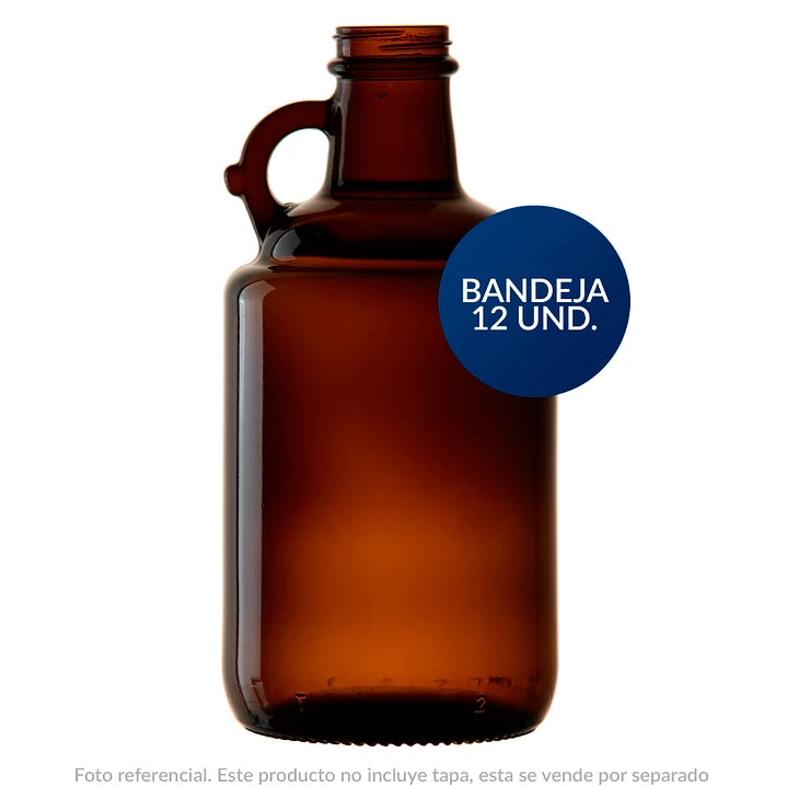 BOTELLA VIDRIO 1 Litro GROWLER AMBAR   - PACK 12 UND.