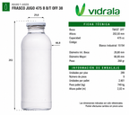 FRASCO DE VIDRIO PARA JUGO 475ml - PACK 30 UND.