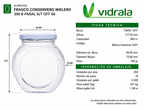 FRASCO VIDRIO CONSERVERO MIELERO 390ml - PACK 16 UND.