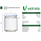 Frasco de Vidrio Conservero 460 ml Boca 82 mm – Pack 25 Unidades (Sin Tapa)